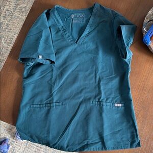 Figs Casma Teal Scrub Top